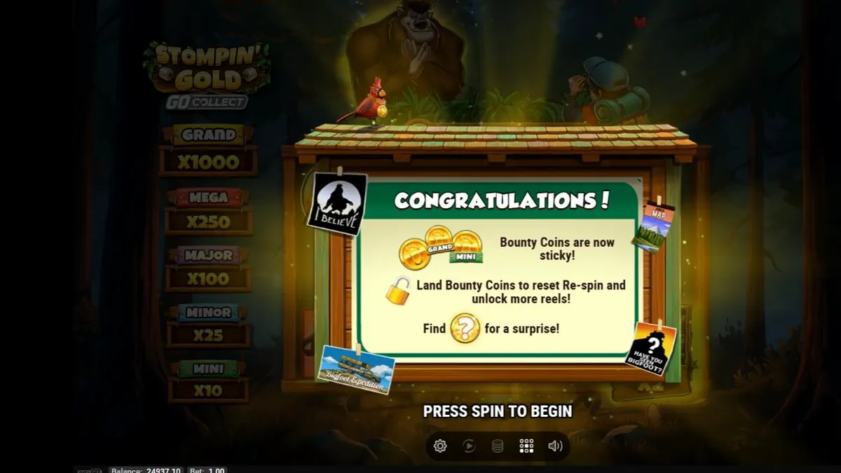 Stompin’ Gold GO Collect slot mobile gameplay interface