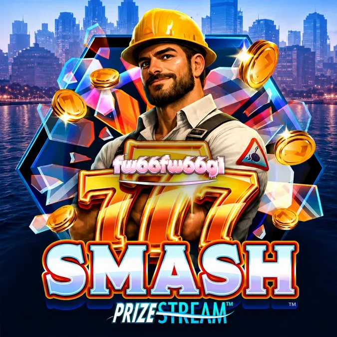 Tampilan antarmuka permainan slot 777 Smash dengan tema situs konstruksi.